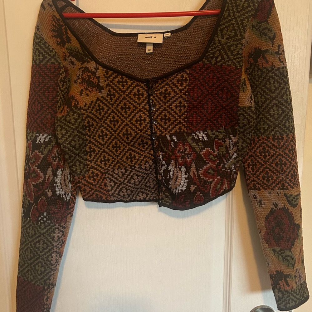 Simons Multicolor Patchwork Crop Top - Picture 3 of 5